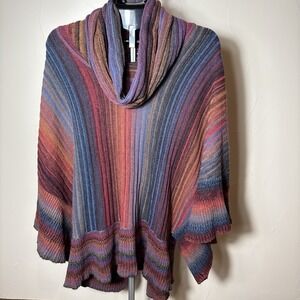 Dor Dor Couture Poncho Sweater Womens L Cowl Neck Boho Knit Dolman Anthropologie